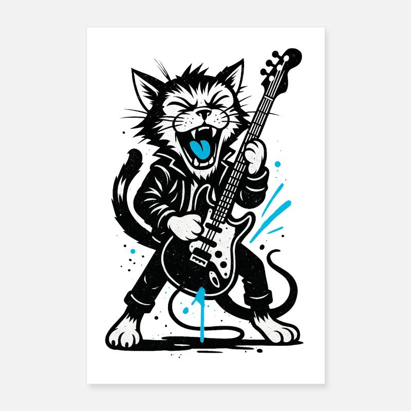 KatzenRock mit E-Gitarre Poster 60x90 cm