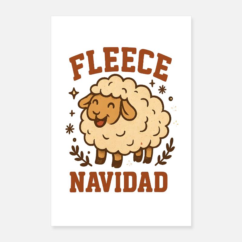 Moutons Navidad en toison Poster 60 x 90 cm