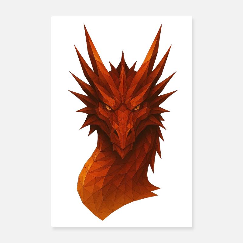 Dragon Lowpoly Enflammé Poster 60 x 90 cm