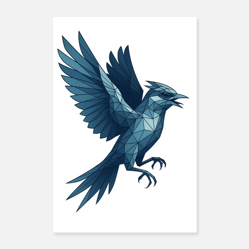 Geometrischer Blauvogel Poster 60x90 cm