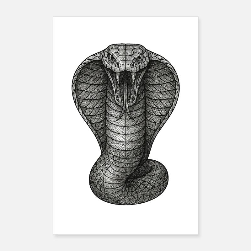 Illustration de lignes de graphite Cobra Poster 60 x 90 cm