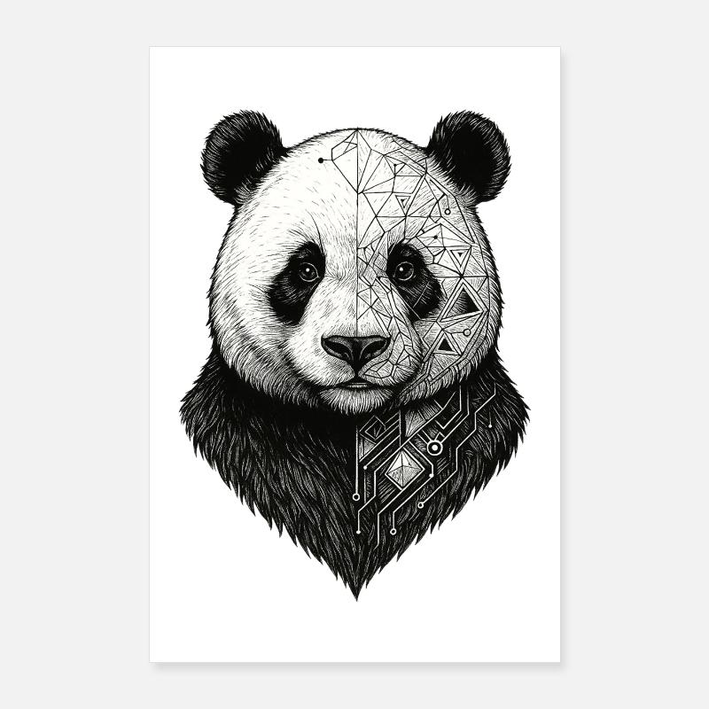 Panda Semi Geometric Technology Poster 24" x 35" (60x90 cm)