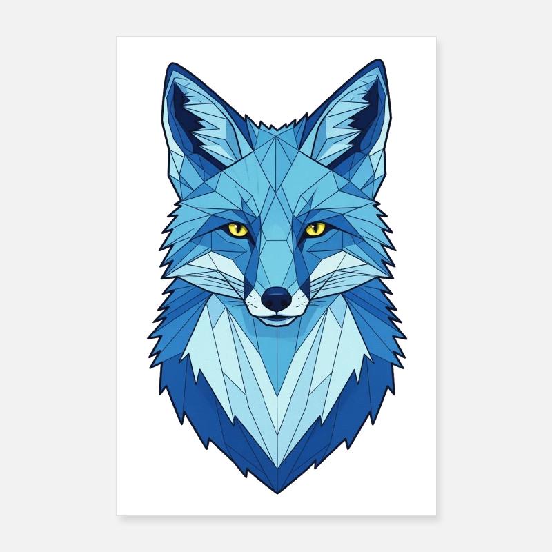 Blue Geometric Wolf Head Poster 24" x 35" (60x90 cm)