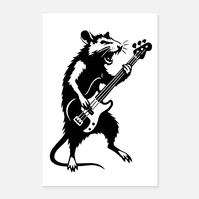 Rat avec la basse sous les projecteurs Poster 60 x 90 cm