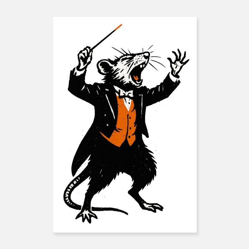 Ratte als Dirigent im Smoking Poster 60x90 cm