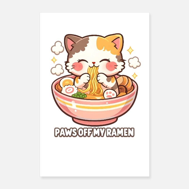 Ramen Chat Pattes Éloignées Poster 60 x 90 cm