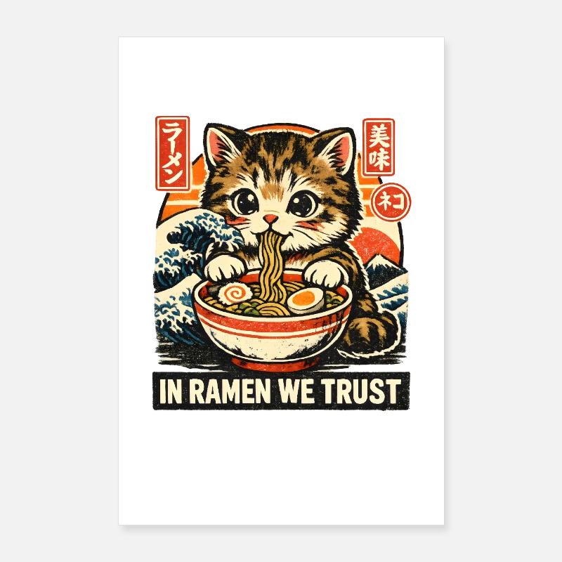 Ramen Katze Poster 60x90 cm