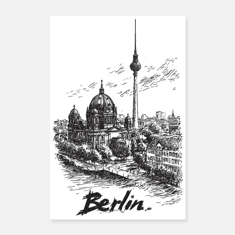 Berlin Skyline Silhouette Poster 24" x 35" (60x90 cm)