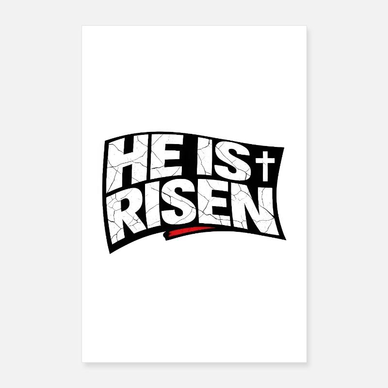 Jesus He Is Risen Religion Easter Saying Poster 24" x 35" (60x90 cm)