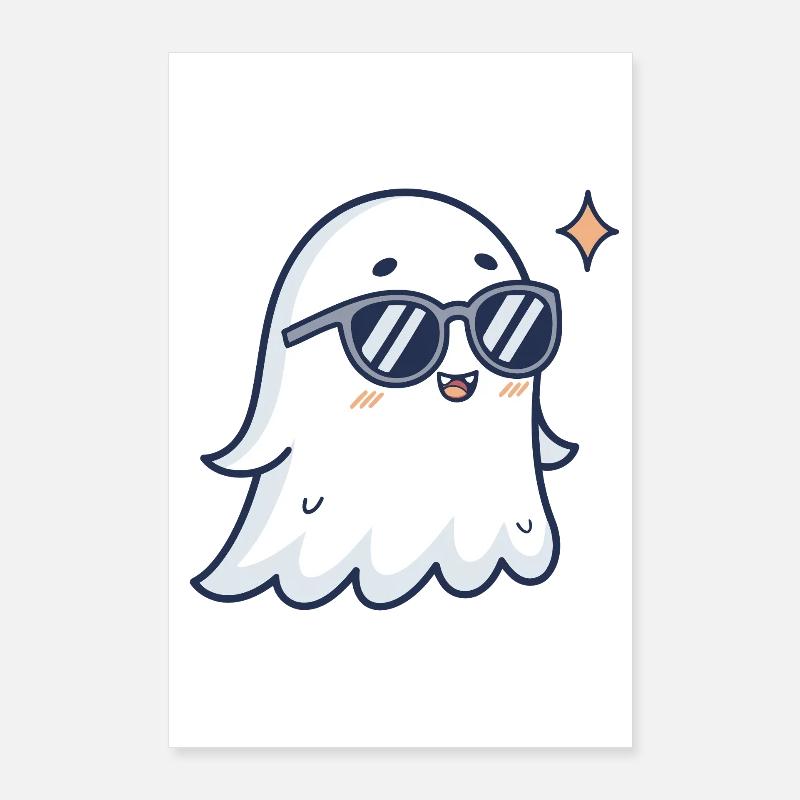 Chic ghost with glasses Poster 24" x 35" (60x90 cm)