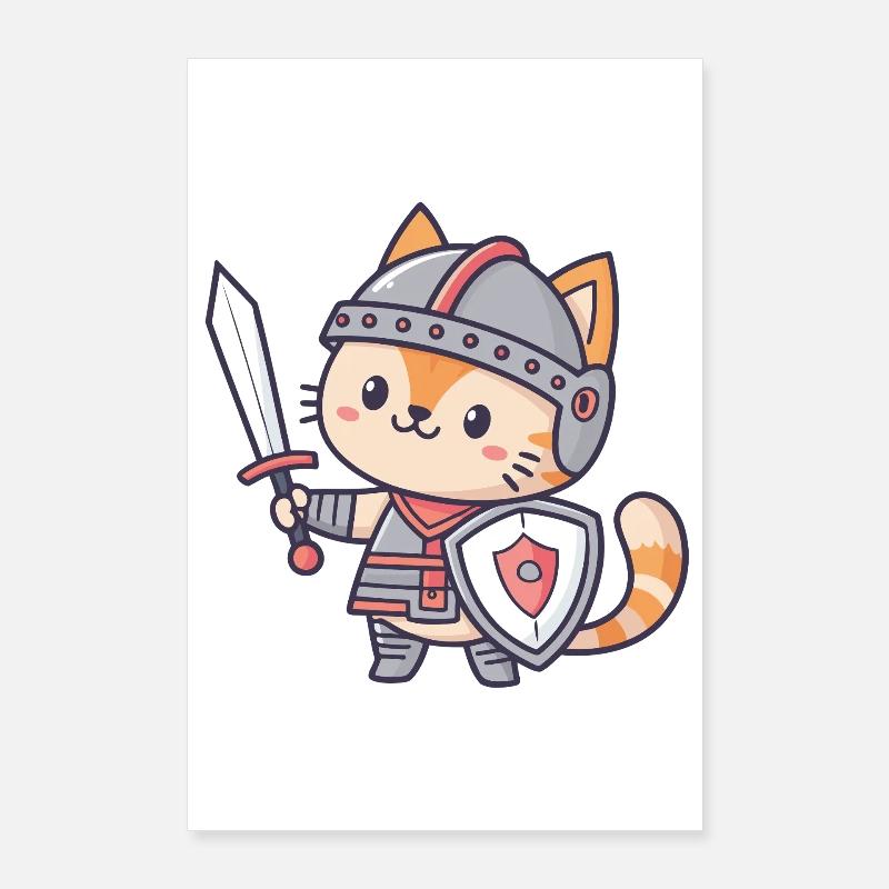Miniature Knight Cat Poster 24" x 35" (60x90 cm)