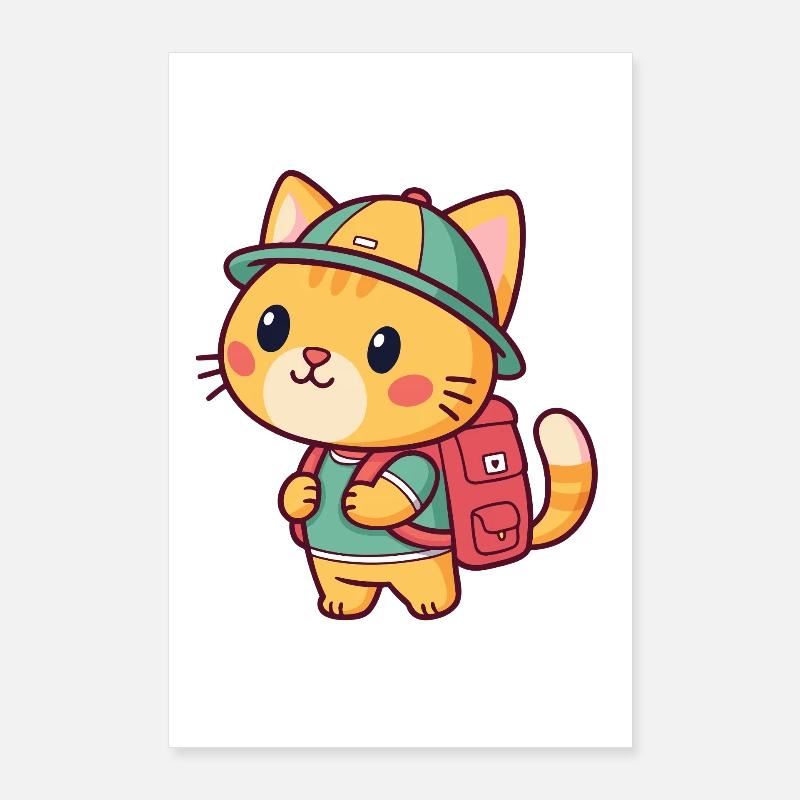 Explorer cat with backpack Poster 24" x 35" (60x90 cm)