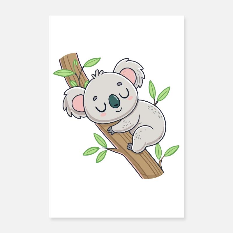 Schlafender Koala auf dem Ast Poster 60x90 cm