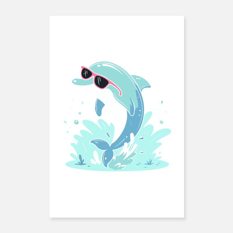 Delfin-Sommer-Pinkbrille Poster 60x90 cm