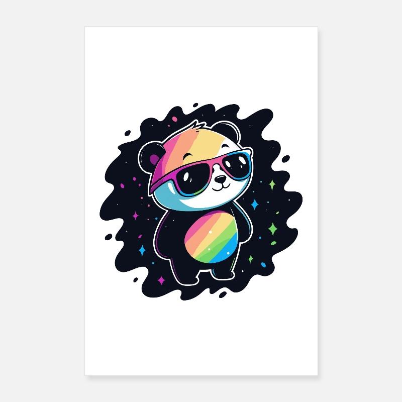 Panda Rainbow Galaxy Coole Brillen Poster 60x90 cm