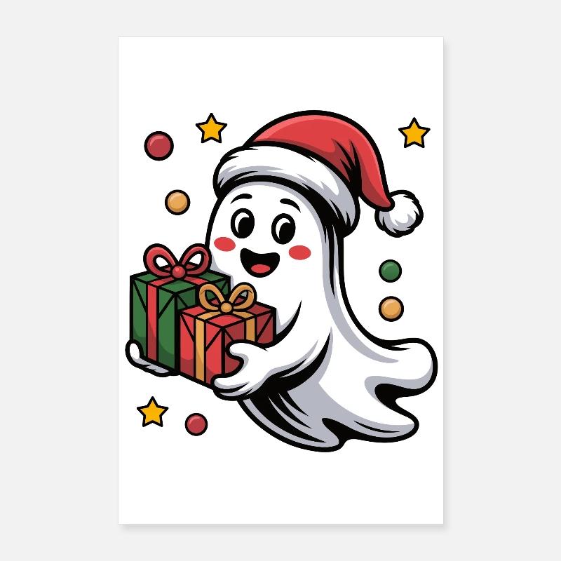 Weihnachtsgeist mit Geschenk Poster 60 x 90 cm