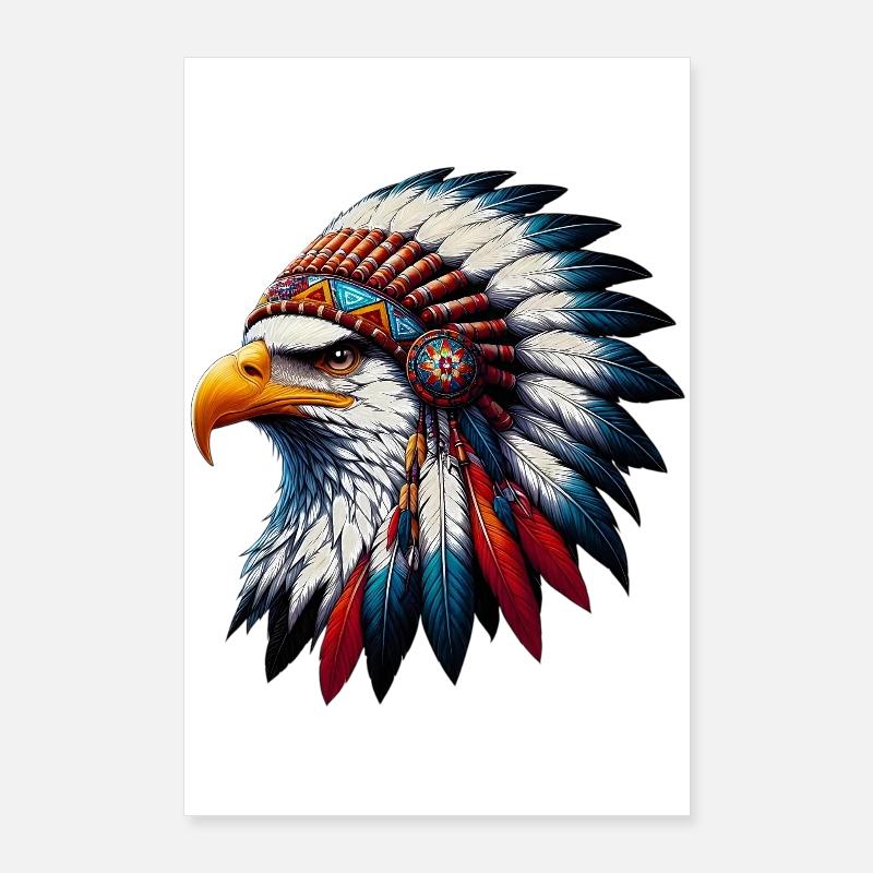 American Indian Eagle American Red Skins Poster 24" x 35" (60x90 cm)