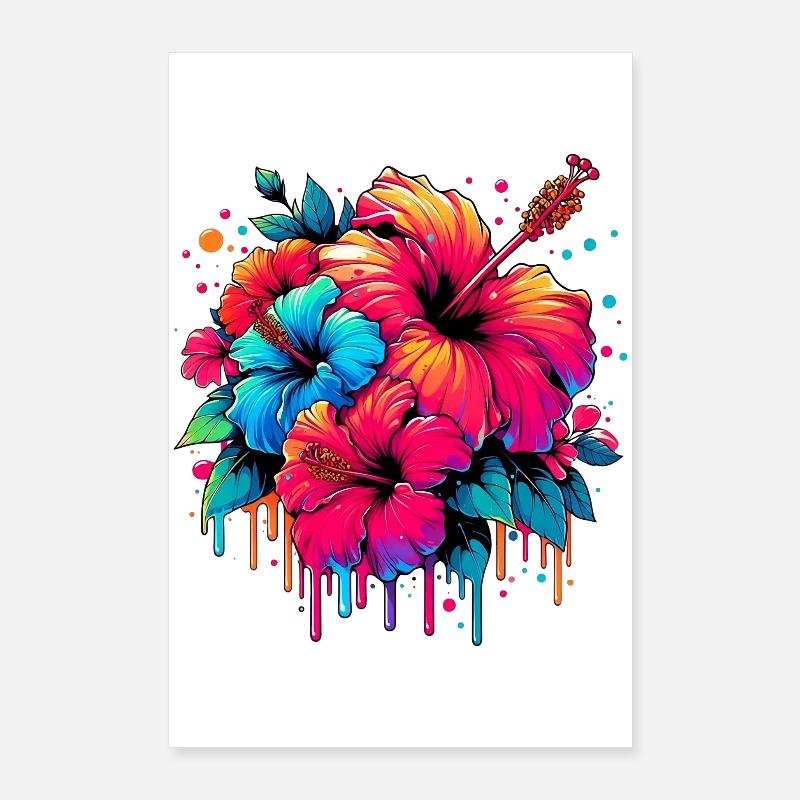 Fleurs d’hibiscus Poster 60 x 90 cm