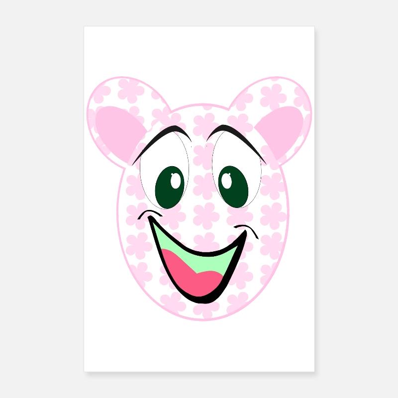 Bär Blumenmuster Lächeln Poster 60x90 cm