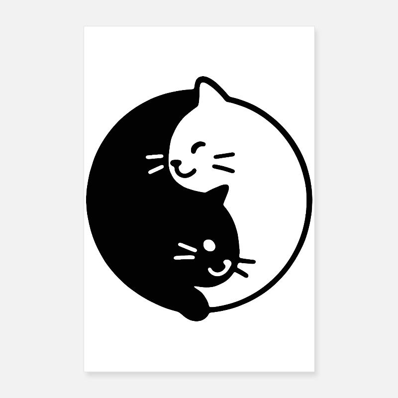 Duo de chats Yin et Yang Poster 60 x 90 cm