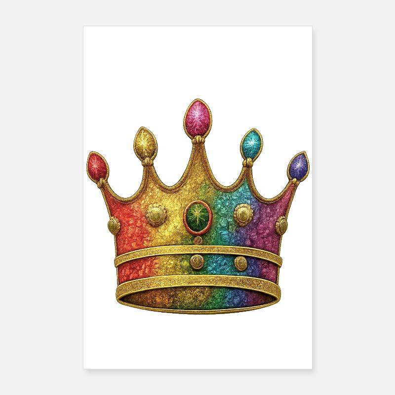 Motif de couronne royale arc-en-ciel vibrant Poster 60 x 90 cm