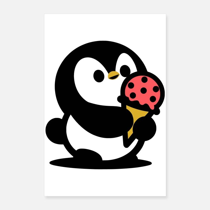 Kleiner Pinguin mit Eis Poster 60x90 cm