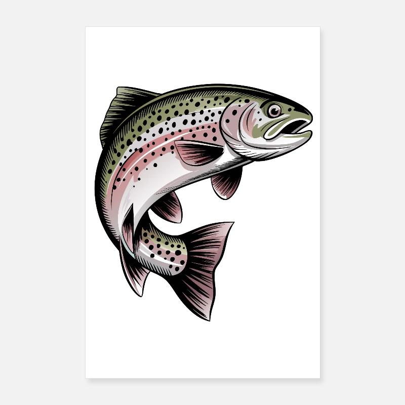 Forelle Angeln Poster 60x90 cm