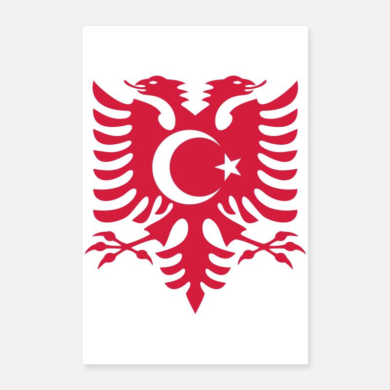 Albania Turkey flag Poster 24" x 35" (60x90 cm)