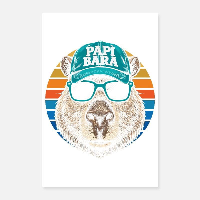 Biber mit Retro Cap und Sonnenbrille Poster 60x90 cm