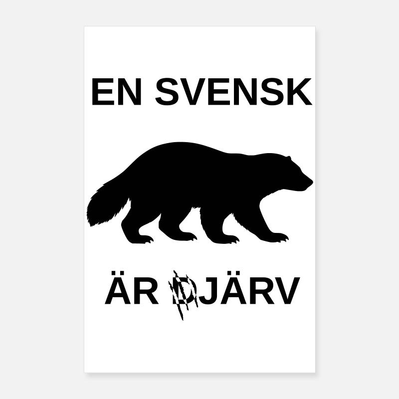 A Swede is järv (bold) (pun) (silhouette) 🇸🇪 Poster 24" x 35" (60x90 cm)