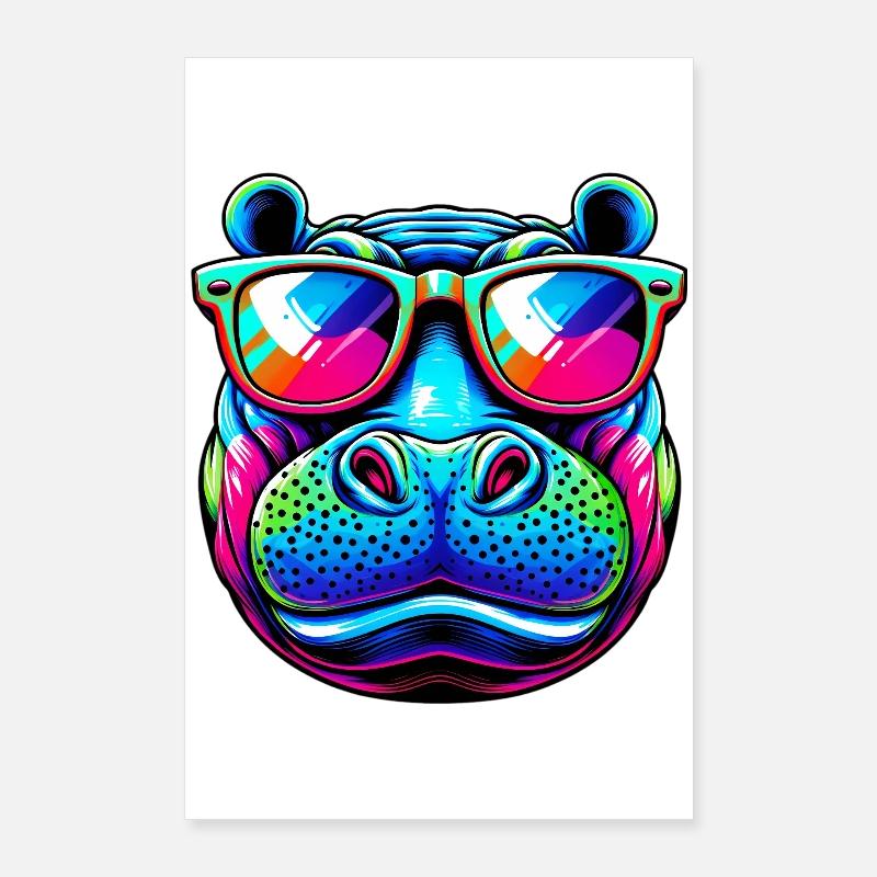 Hippopotame Poster 60 x 90 cm