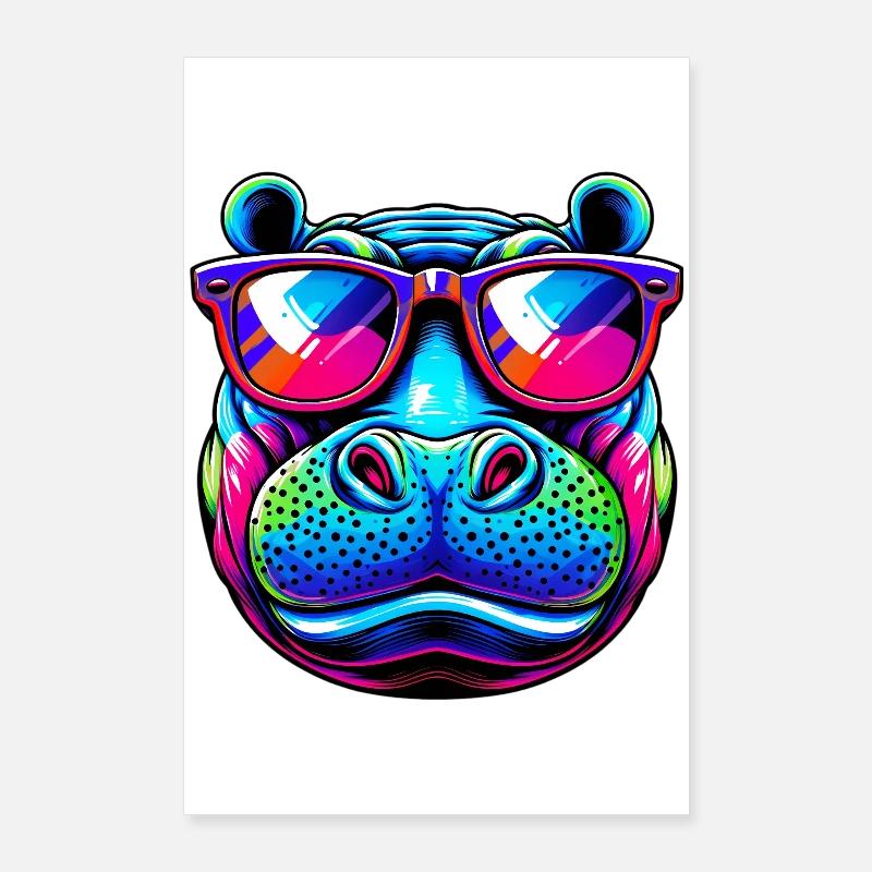 Hippopotame Poster 60 x 90 cm