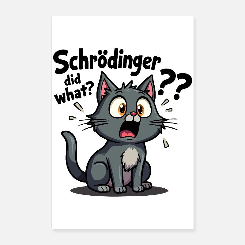 Le chat de Schrödinger - le cauchemar des chats mignons Poster 60 x 90 cm