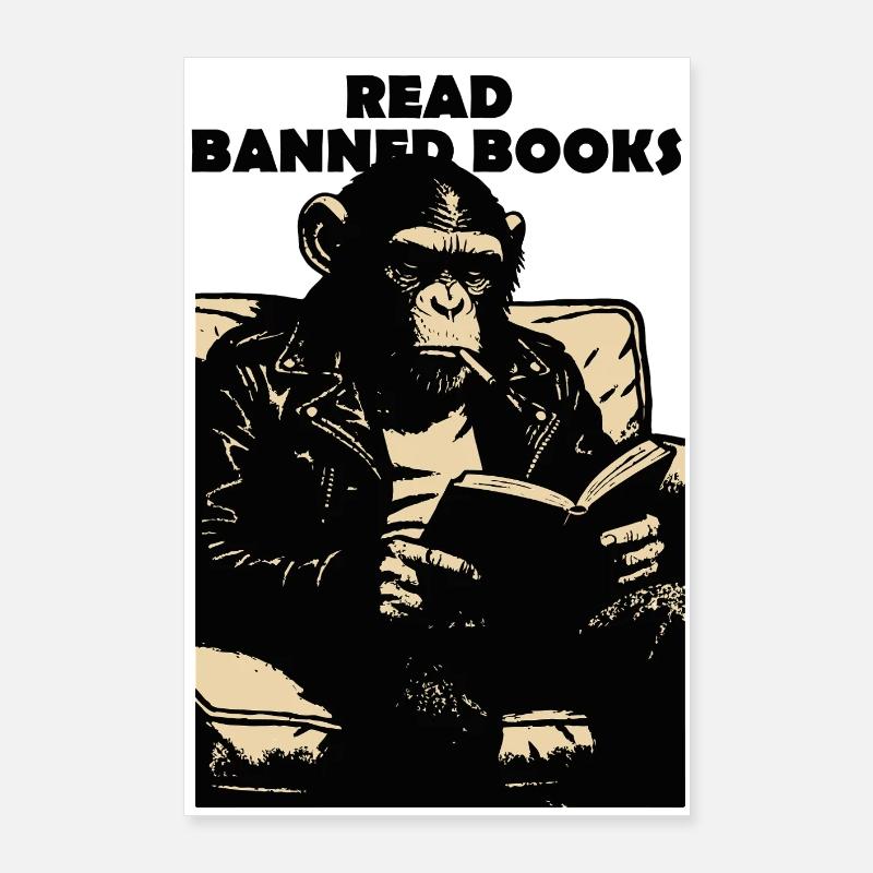 Lire les livres interdits Chimp Poster 60 x 90 cm