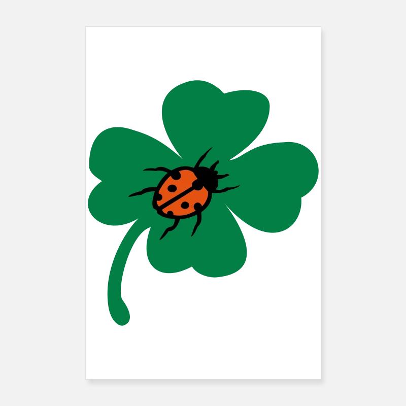 Lucky Cloverleaf Ladybug Poster 24" x 35" (60x90 cm)