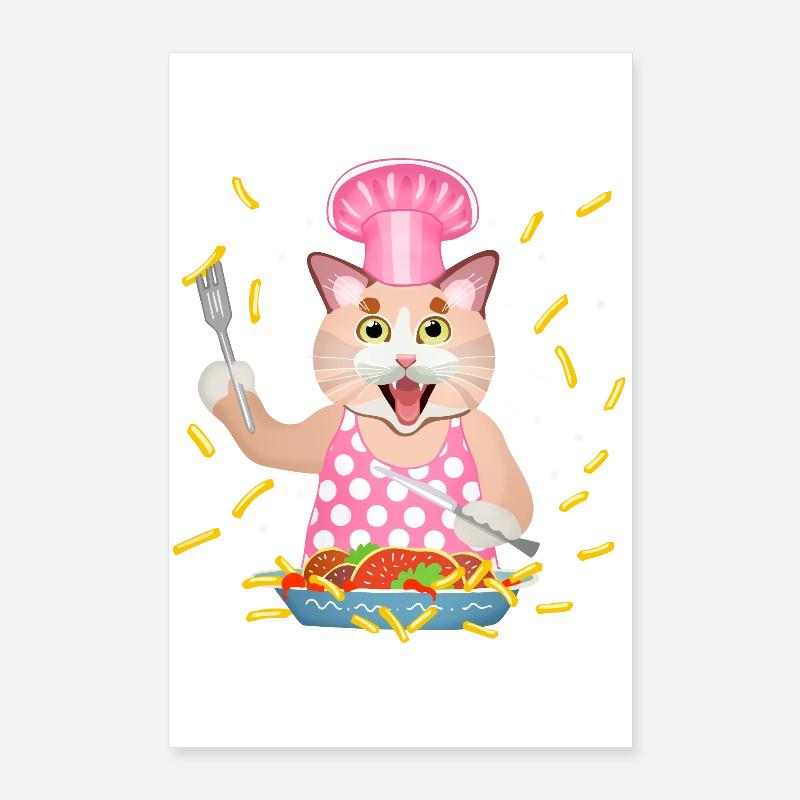 chat gourmand Poster 60 x 90 cm