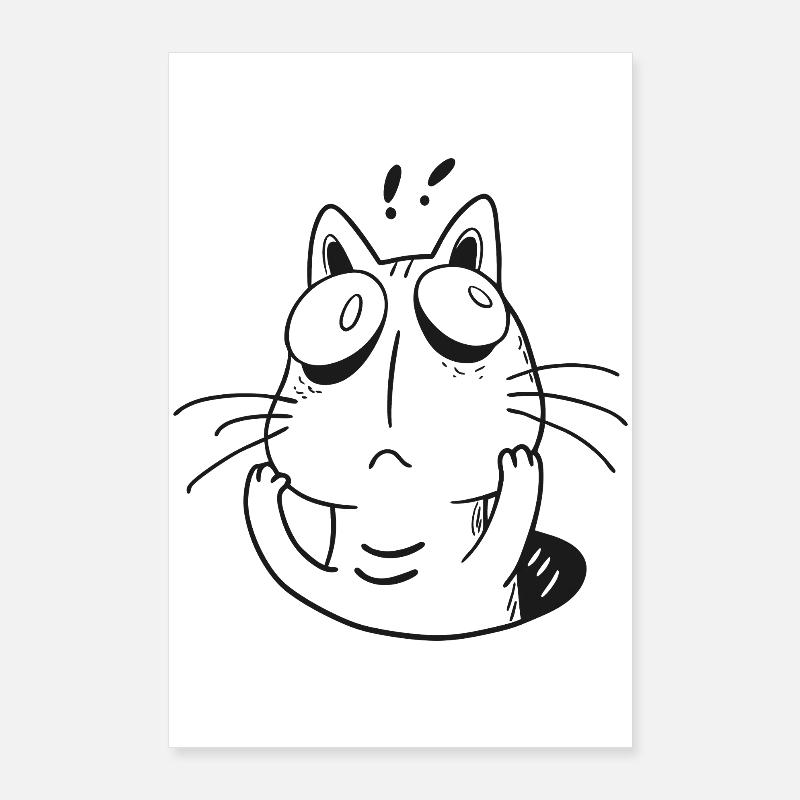 Anxious Cat – Funny Overthinking Kitty Poster 24" x 35" (60x90 cm)