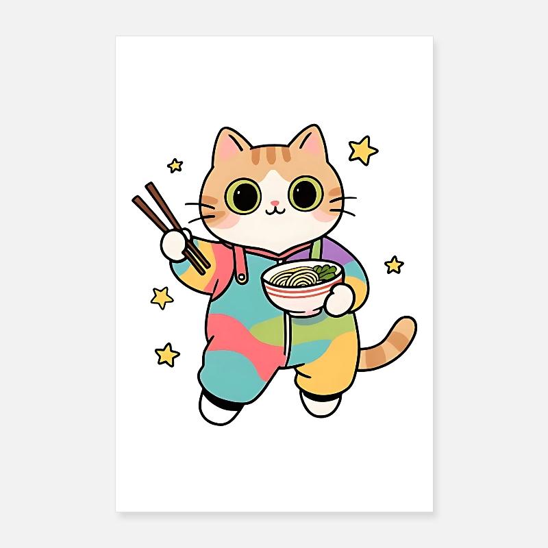 Cat Ramen Bunter Kimono Poster 60x90 cm