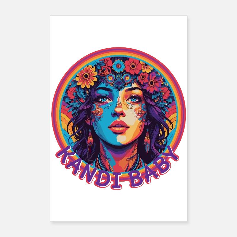 Festival de Trance Psychédélique Kandi Baby EDM Poster 60 x 90 cm