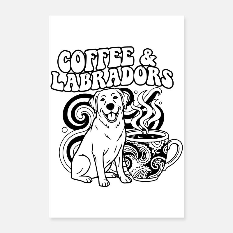 Aperçu du chien de Coffee Labrador Poster 60 x 90 cm