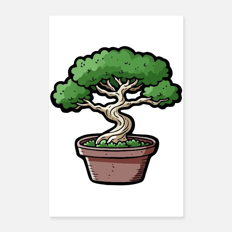 Comic Bonsai Baum Poster 60x90 cm