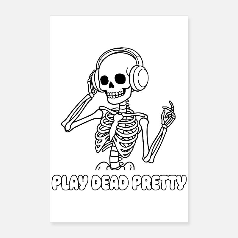 Skeleton with headphones Poster 24" x 35" (60x90 cm)