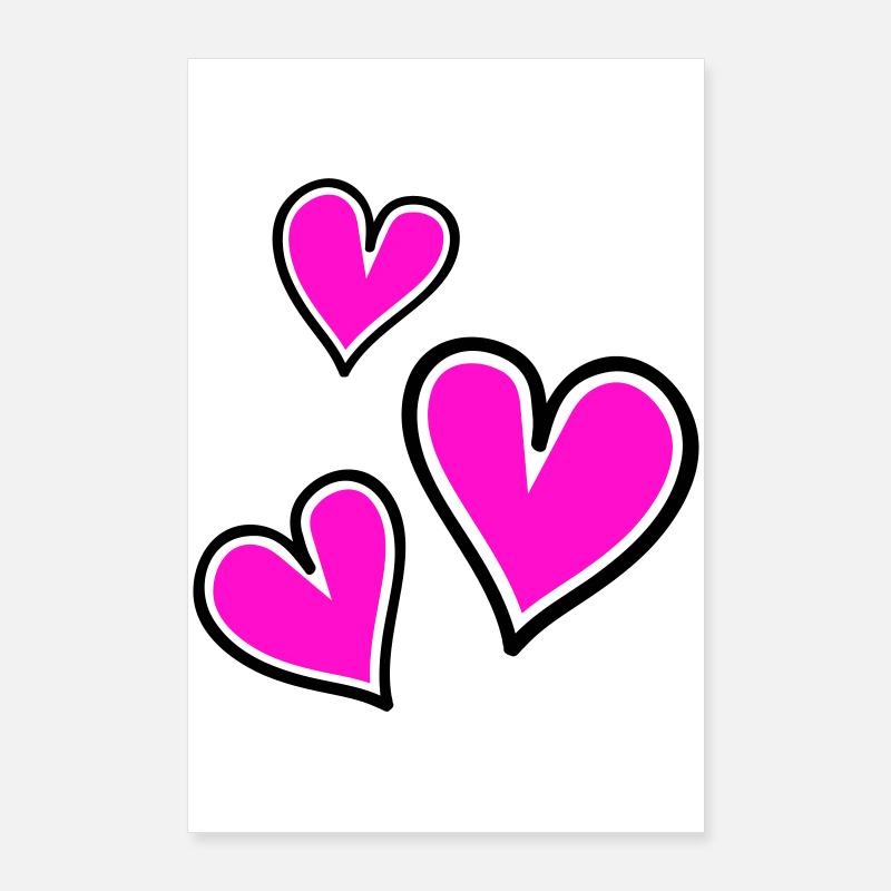 Bright Pink Heart Pattern Poster 24" x 35" (60x90 cm)