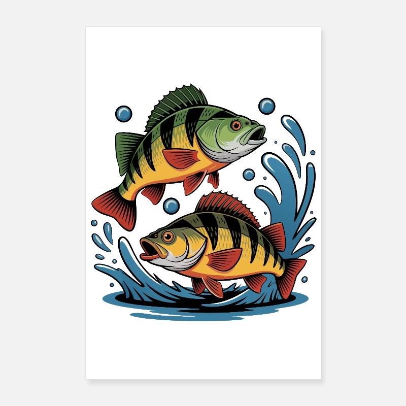 Deux perches – Conception de pêcheurs pour pêcheurs sportifs Poster 60 x 90 cm