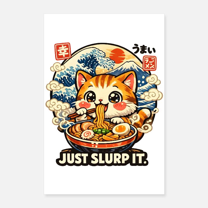 Ramen Katze Just Slurp It Poster 60x90 cm