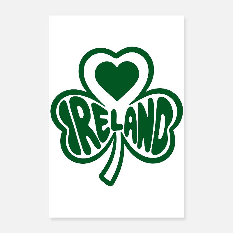 Cœur du trèfle celtique Irlande Poster 60 x 90 cm