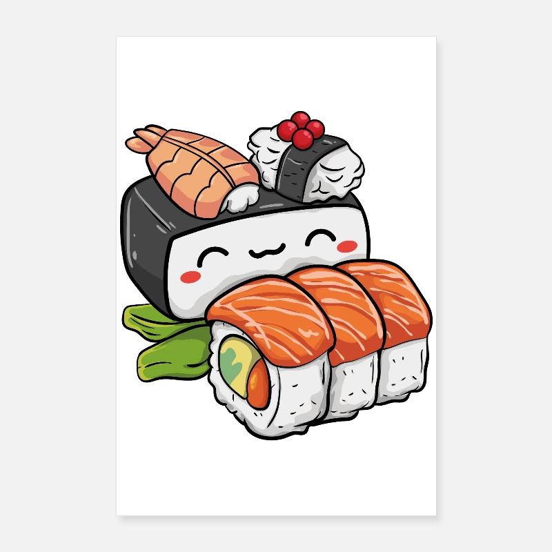Sushi kawaï Poster 60 x 90 cm