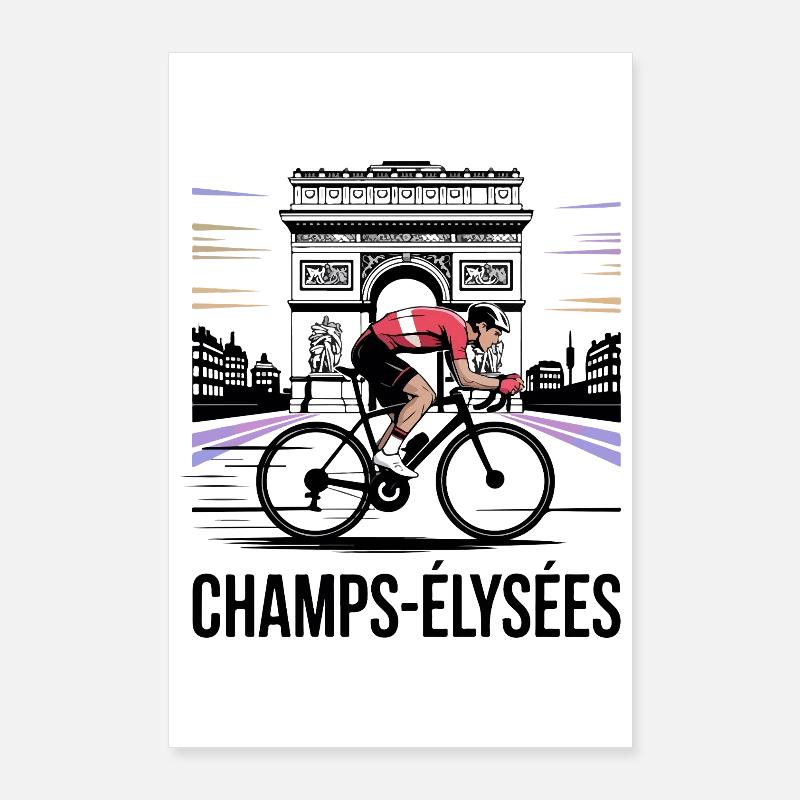 Sprint final aux Champs-Élysées - Cyclisme Poster 60 x 90 cm