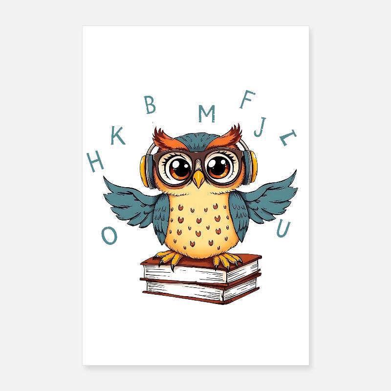 Eule auf Büchern Poster 60x90 cm