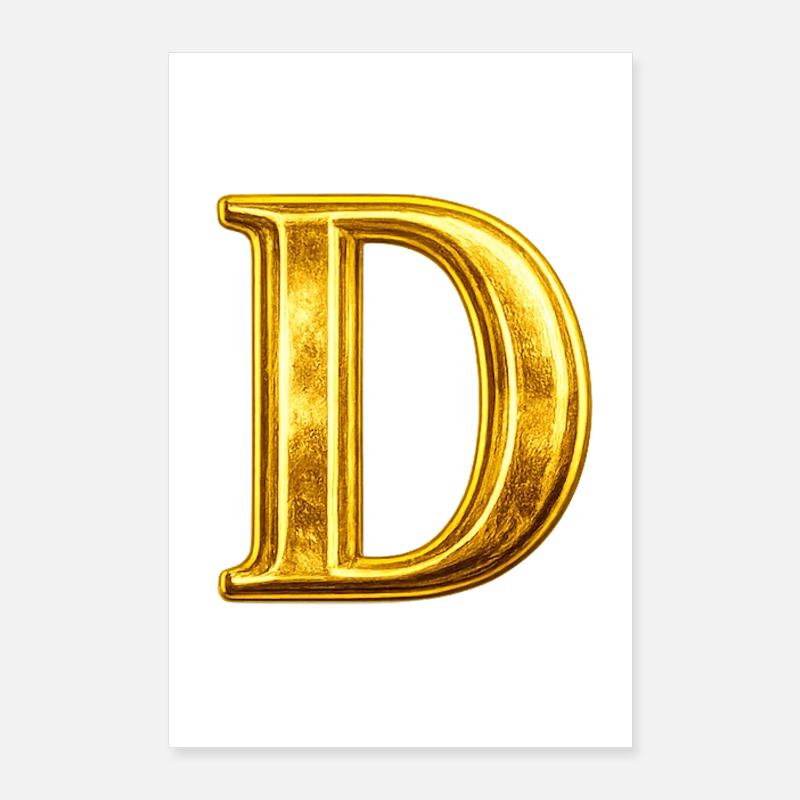 Gold D Monogram Poster 24" x 35" (60x90 cm)